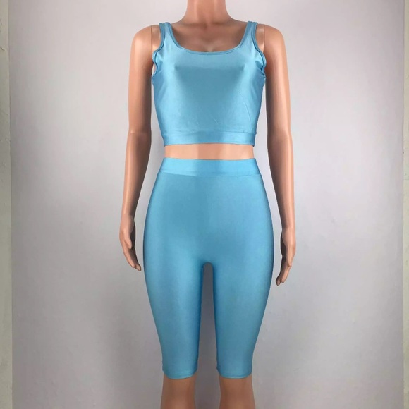 Blue biker short set - Picture 2 of 2